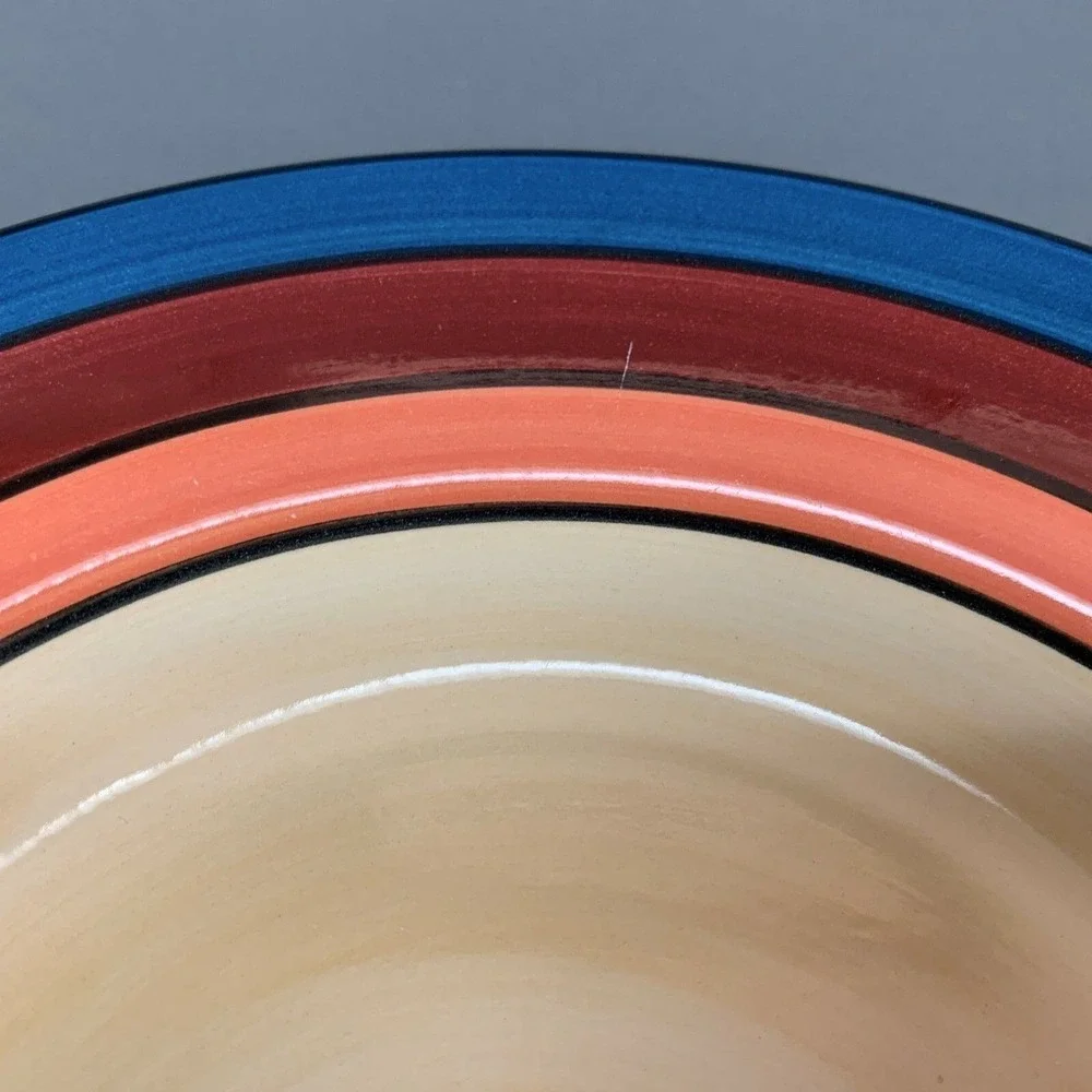Living Art Brighton Dinner Plates Multi-color Blue Beige Red‎ Orange Lot of 2
